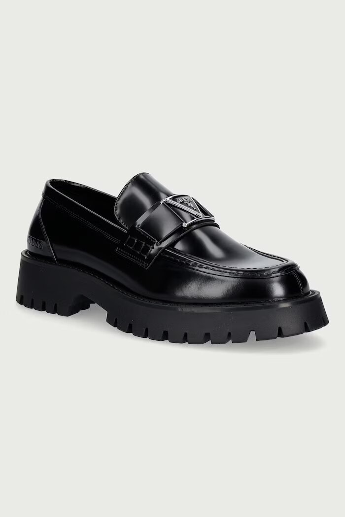 GUESS мокасини мъжки от кожа GORIZIA IV черни FMFGOR LEA14