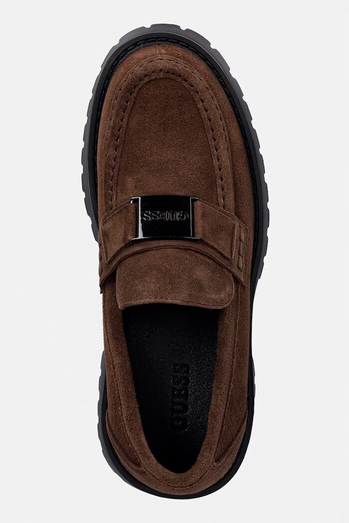 GUESS мокасини мъжки от велур GORIZIA кафяви FMTZIA SUE14