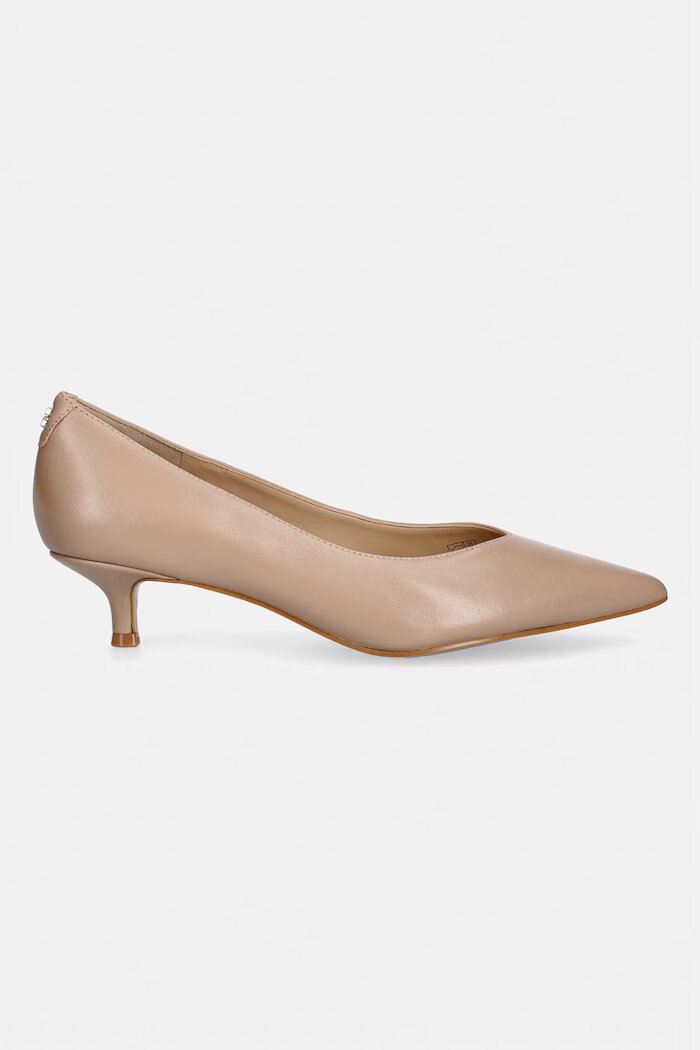 GUESS обувки с нисък ток от кожа CASEN бежови FLTCSE LEA08