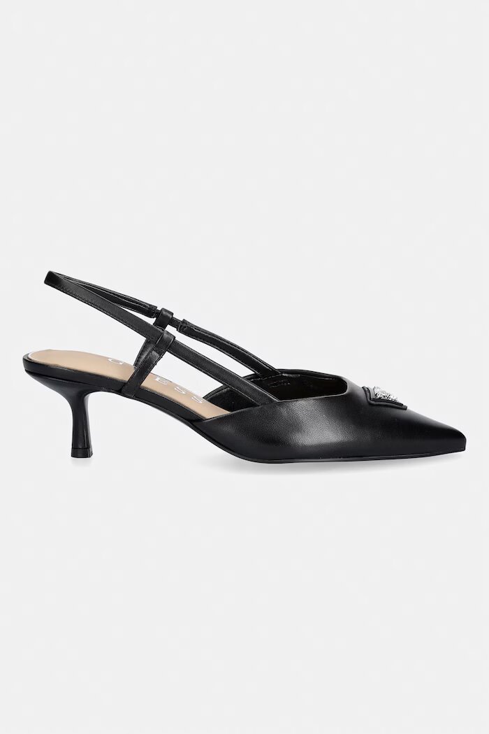 GUESS обувки с ток от кожа YANNO2 черни FLJY2N LEA05