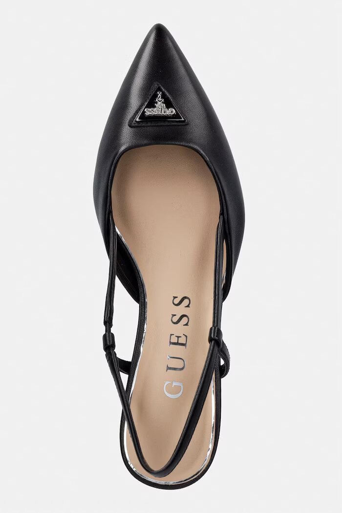 GUESS обувки с ток от кожа YANNO2 черни FLJY2N LEA05