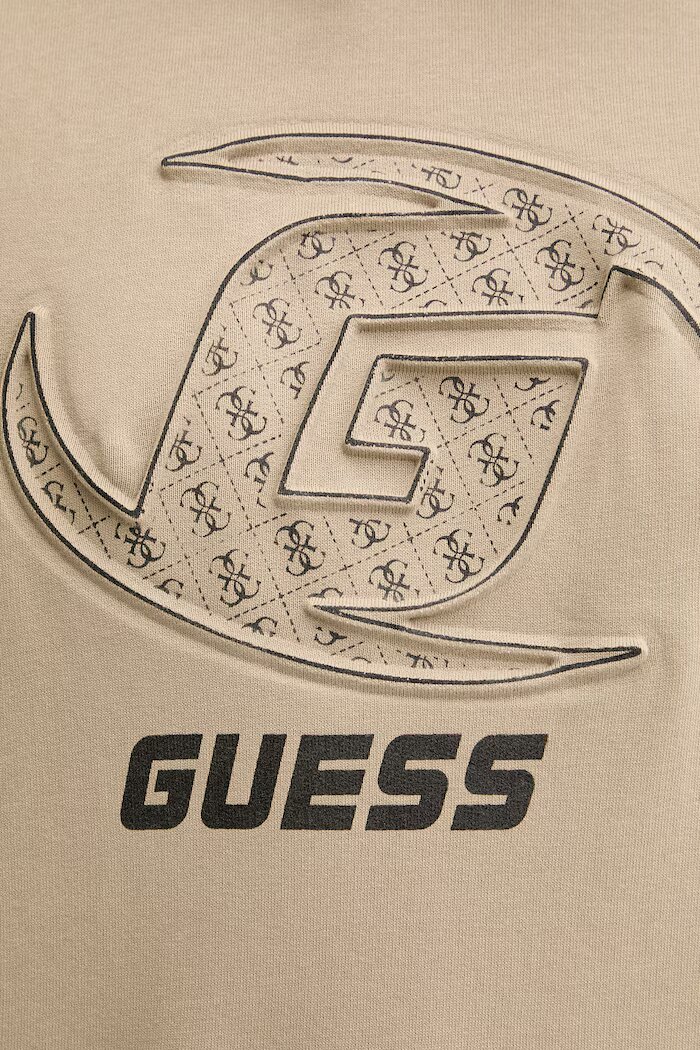 GUESS Памучен суичър KELE мъжки в зелено с качулка с апликация Z6RQ05 K9YI1