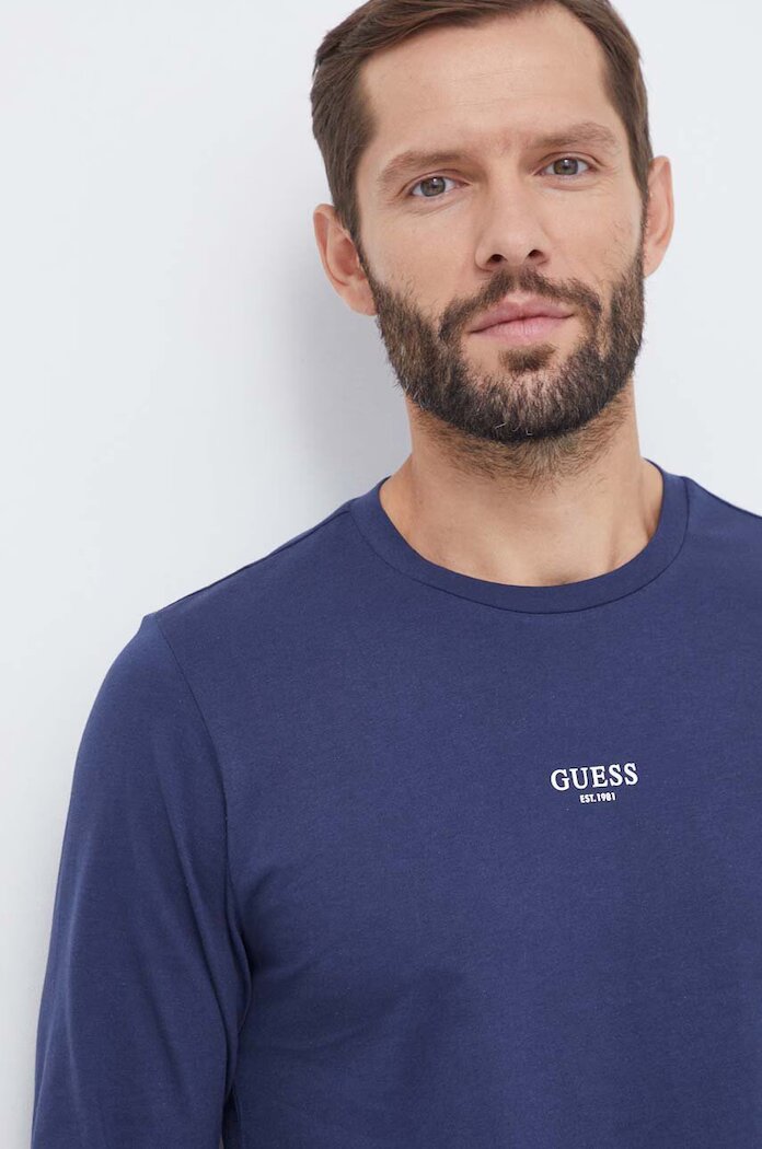 GUESS Памучна пижама DERRICK в тъмносиньо с изчистен дизайн U2BX00 KBZG0
