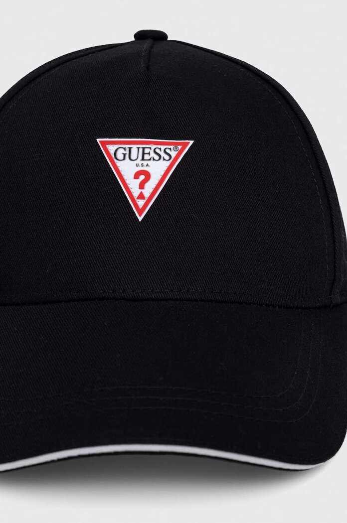 GUESS Памучна шапка с козирка в черно с апликация M3YZ22 WBN60
