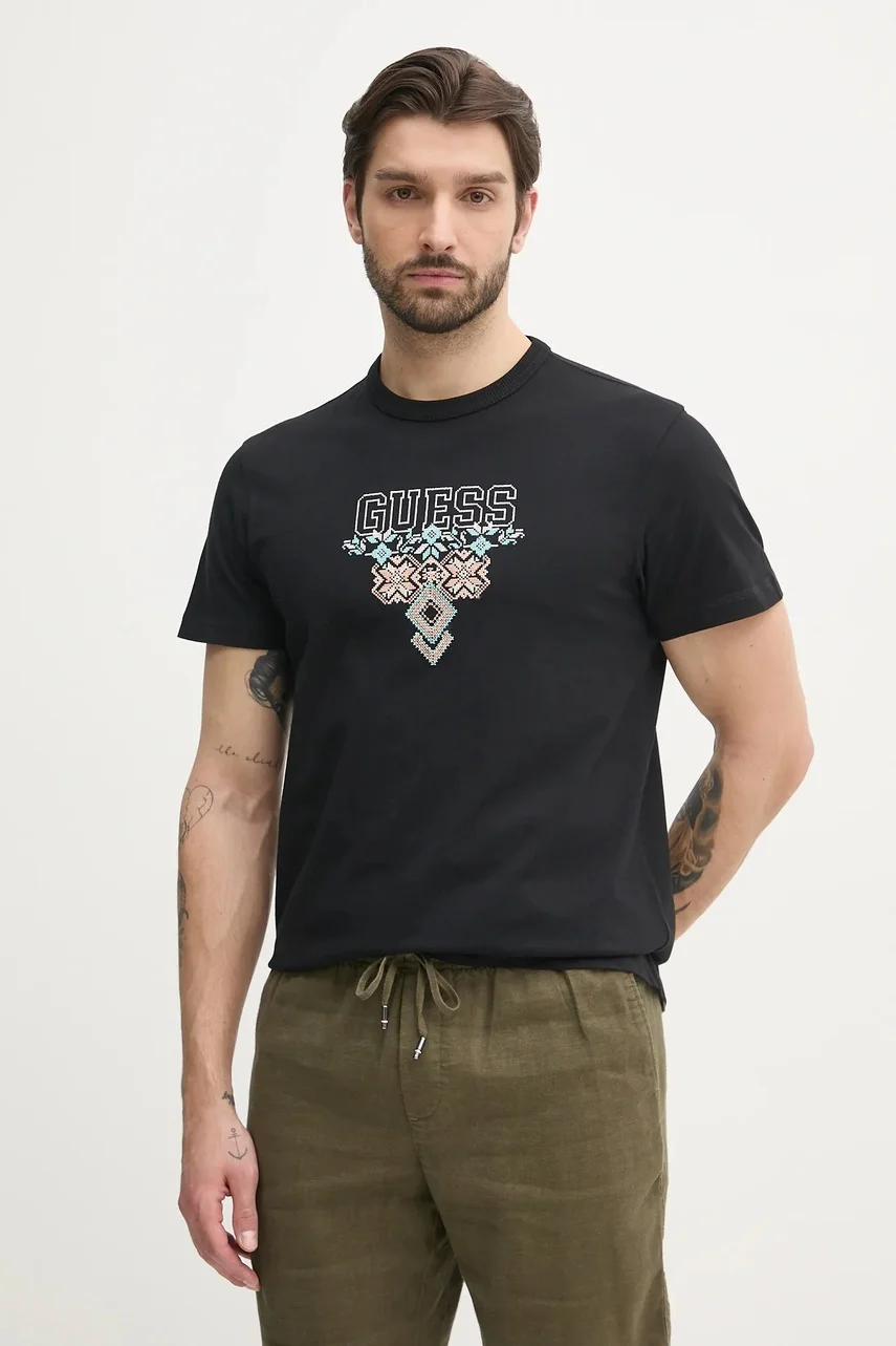 GUESS Памучна тениска