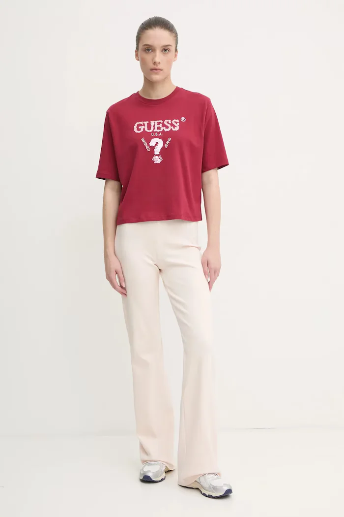 GUESS Памучна тениска AURLIE в червено V4YI06 I3Z14