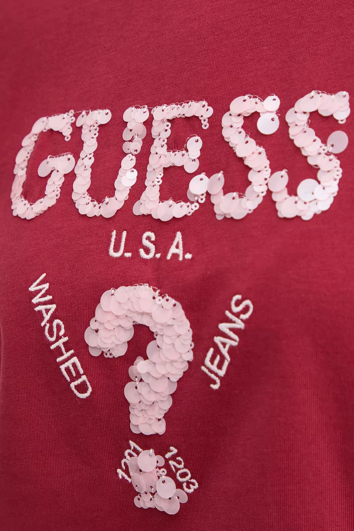 GUESS Памучна тениска AURLIE в червено V4YI06 I3Z14