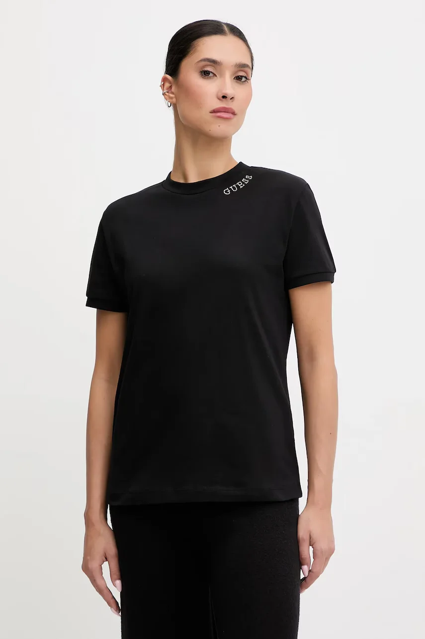 GUESS Памучна тениска CLELIA