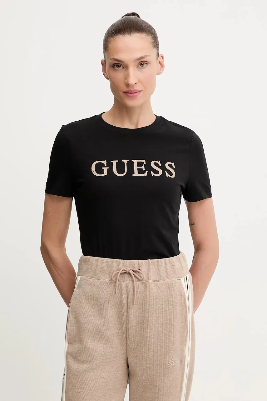 GUESS Памучна тениска CLELIA