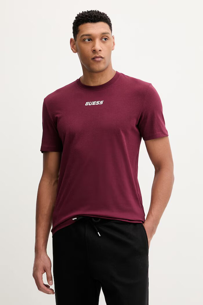 GUESS Памучна тениска COCHISE в червено с апликация Z6RI00 I3Z14