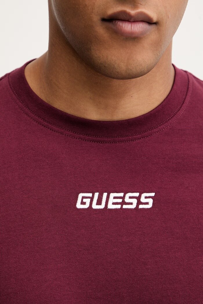 GUESS Памучна тениска COCHISE в червено с апликация Z6RI00 I3Z14