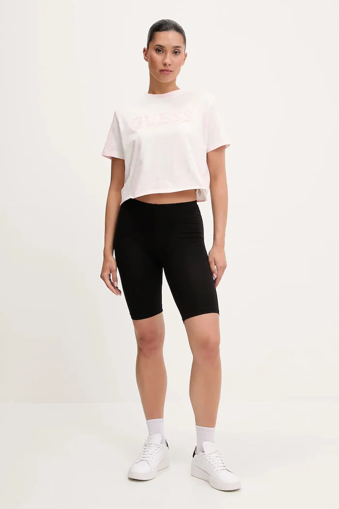 GUESS Памучна тениска GENZIANA дамска в розово V5GI19 I3Z14