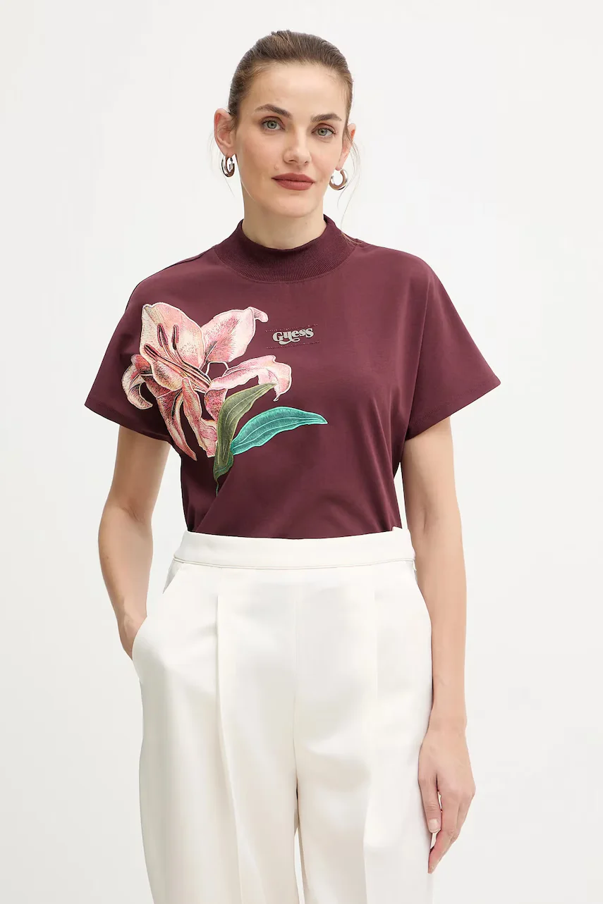 GUESS Памучна тениска LILY