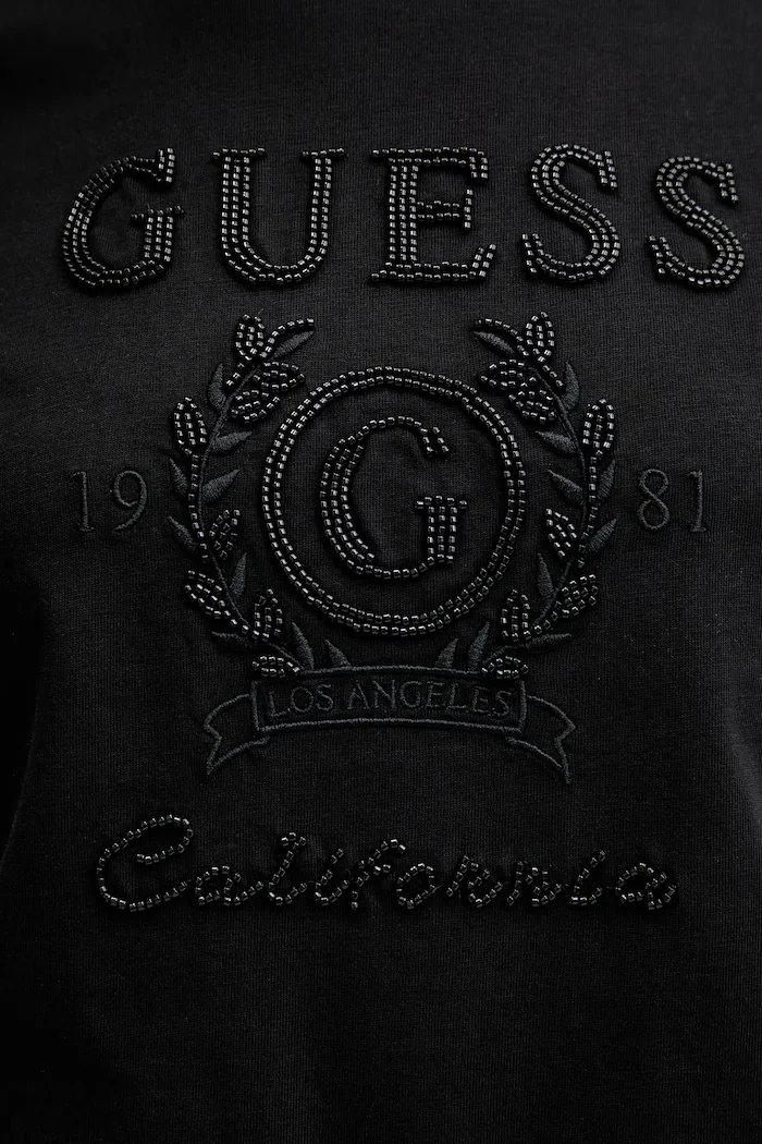 GUESS Памучна тениска MENA дамска в черно V5BI07 K8FQ4