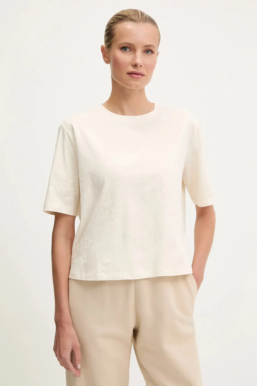 GUESS Памучна тениска PEONY