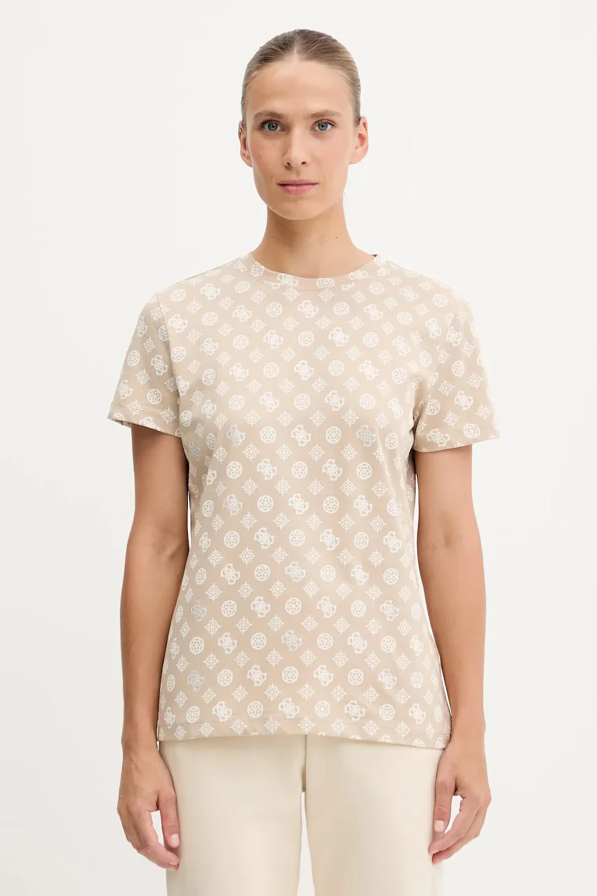 GUESS Памучна тениска PEONY