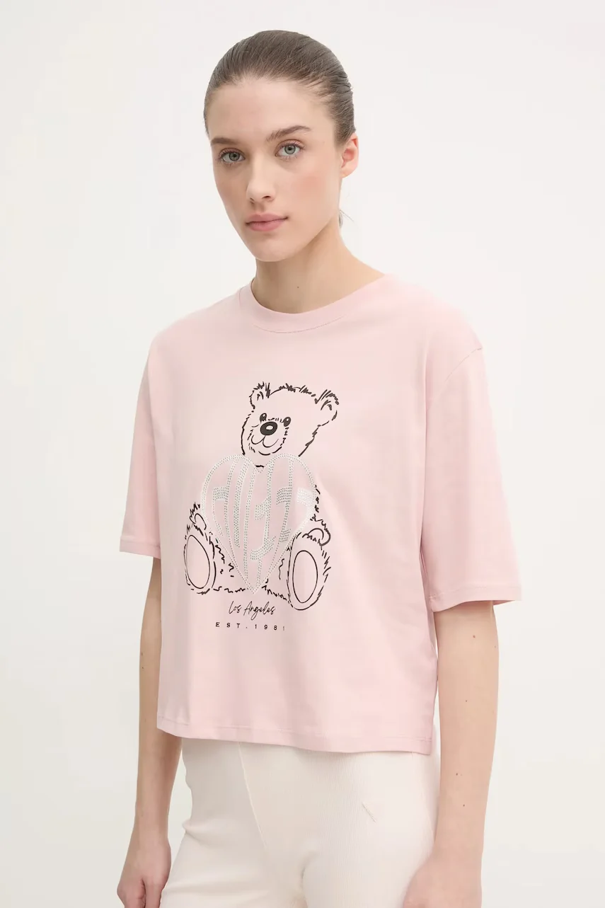 GUESS Памучна тениска RHINESTONE