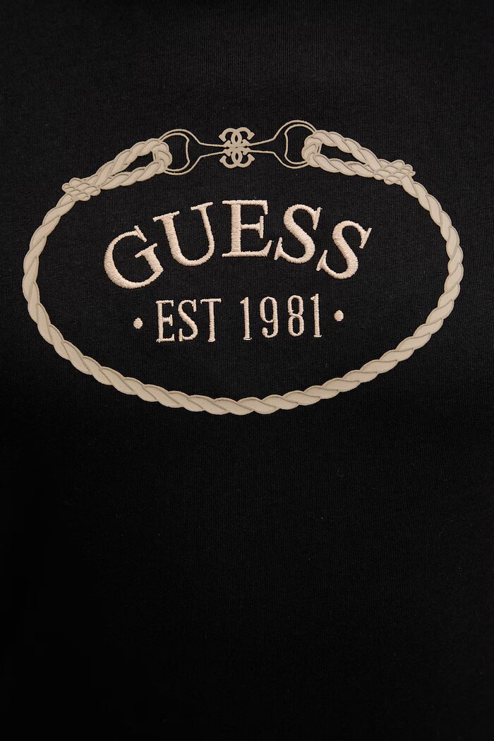GUESS Памучна тениска ROSALBA дамска в черно V6RI04 K8FQ4