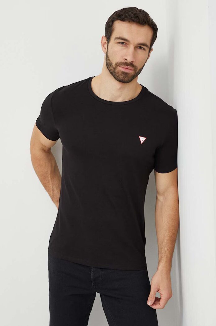 GUESS Памучна тениска в черно с изчистен дизайн M2YI36 I3Z14