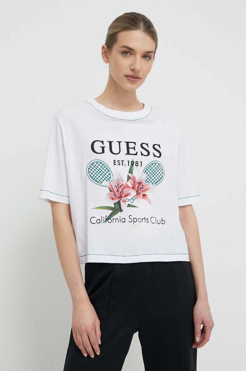 GUESS Памучна тениска ZOEY