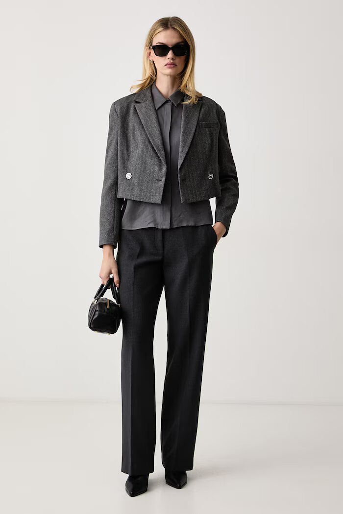 GUESS панталон дамски NEW JOANDRA сив с висока талия W6BB28 W4253