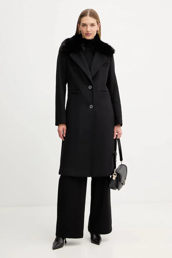 GUESS Панталон JAYNE в черно със стандартна кройка с висока талия W5BB32 W2600