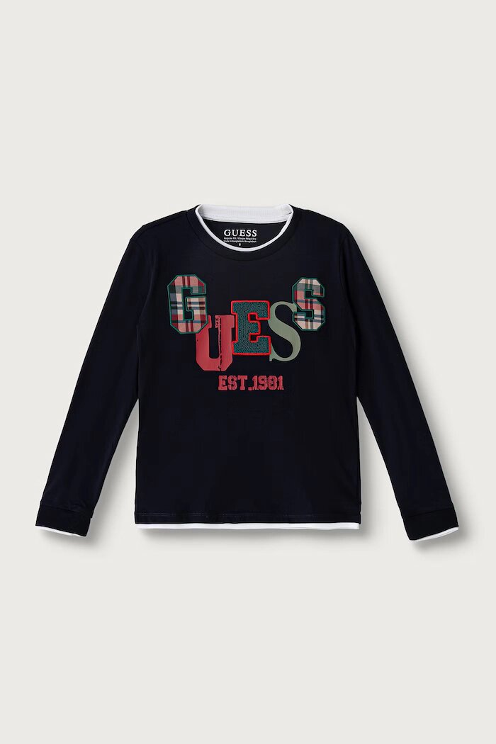GUESS пижама за деца от памук тъмносиня L6BG04 K8111