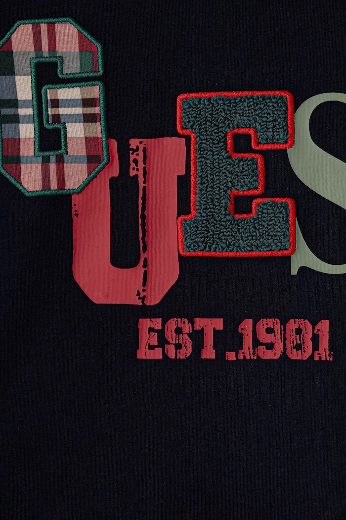 GUESS пижама за деца от памук тъмносиня L6BG04 K8111