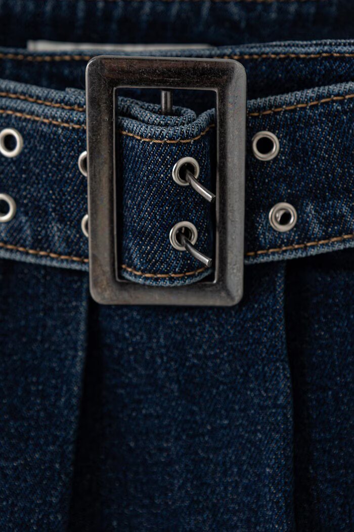 GUESS плисирана пола от памук синя с изчистена шарка J6BD13 D2244