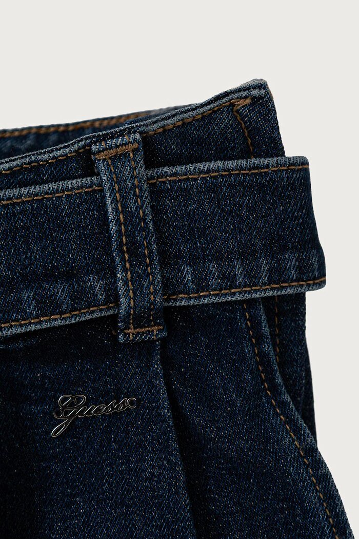GUESS плисирана пола от памук синя с изчистена шарка J6BD13 D2244