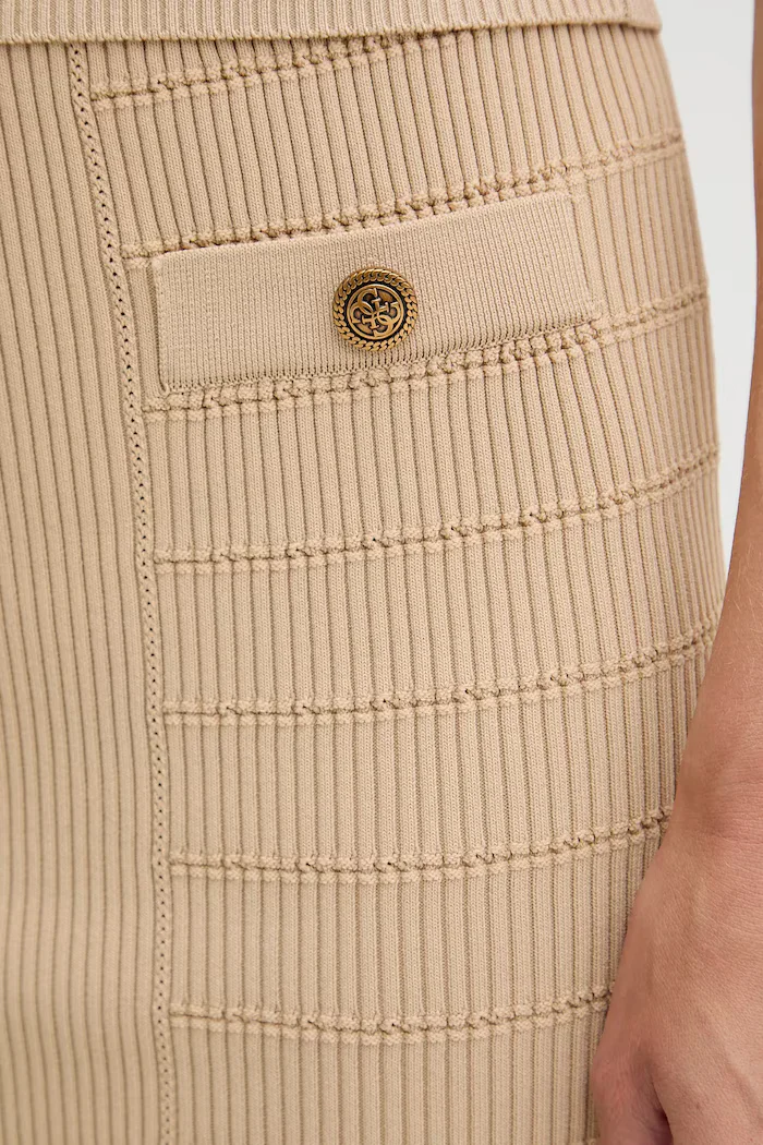 GUESS Пола EVANGELINE в бежово среднодълга с кройка тип молив W5YD66 Z0130