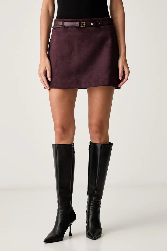 GUESS пола от имитация на велур GRACE виолетова W6YD06 W2890