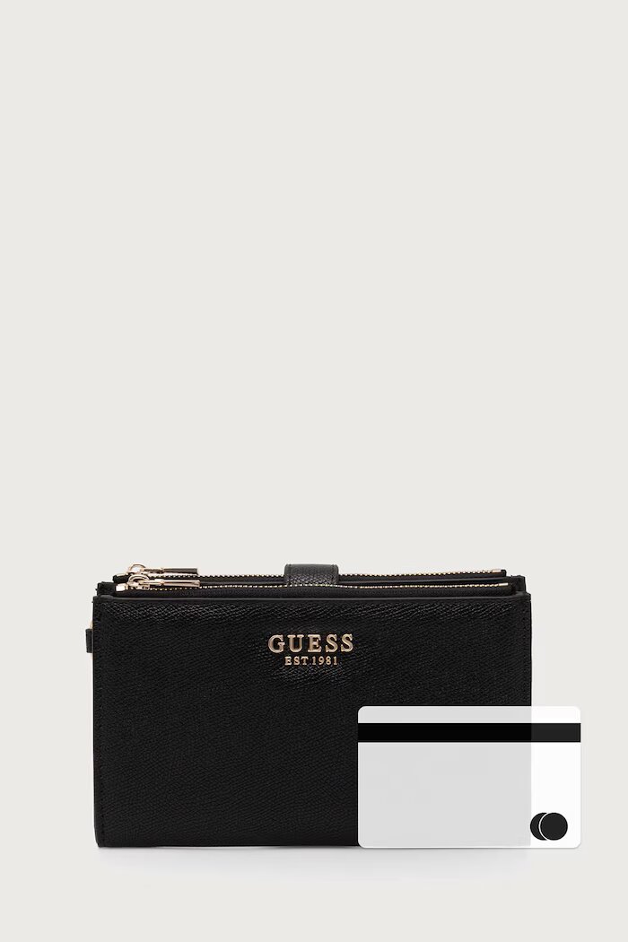 GUESS портфейл дамски от имитация на кожа AMORETTE черен SWBG78 98157