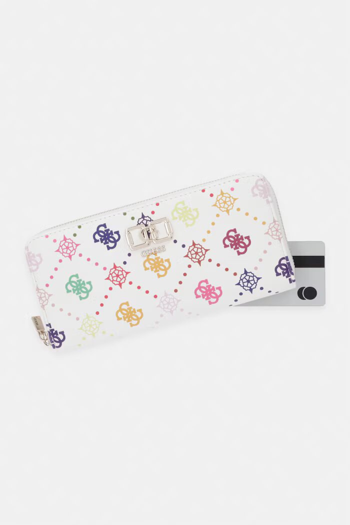 GUESS портфейл дамски от имитация на кожа EMELIE бял SWGM99 28146