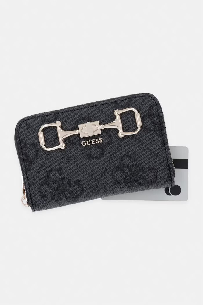GUESS Портфейл дамски от имитация на кожа JANIE сив SWOS99 24140