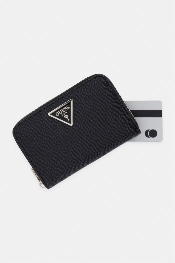 GUESS портфейл дамски от имитация на кожа LAUREL черен SWZG74 59140