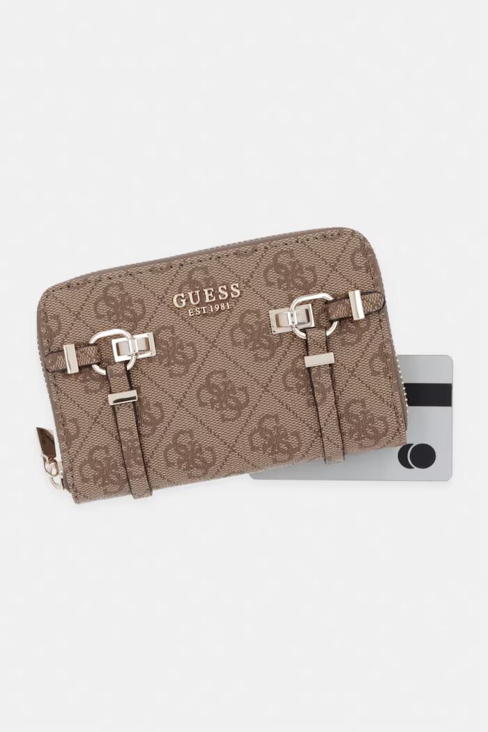 GUESS портфейл дамски от имитация на кожа LEONA бежов SWSG99 17140