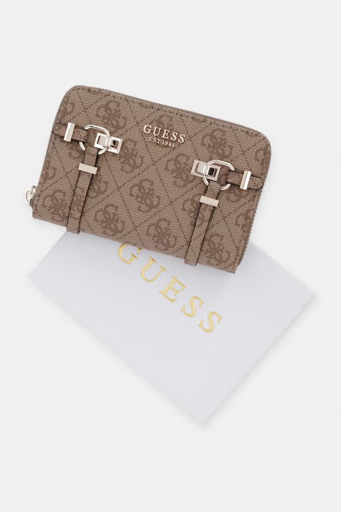 GUESS портфейл дамски от имитация на кожа LEONA бежов SWSG99 17140