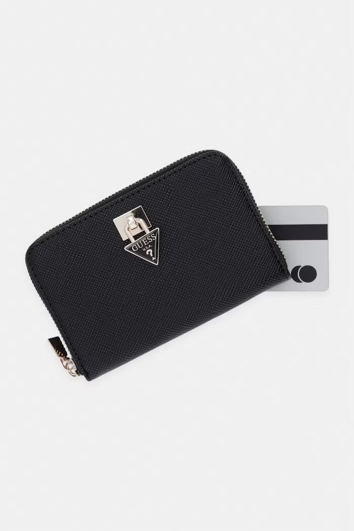 GUESS портфейл дамски от имитация на кожа PATSIE черен SWZG99 19140