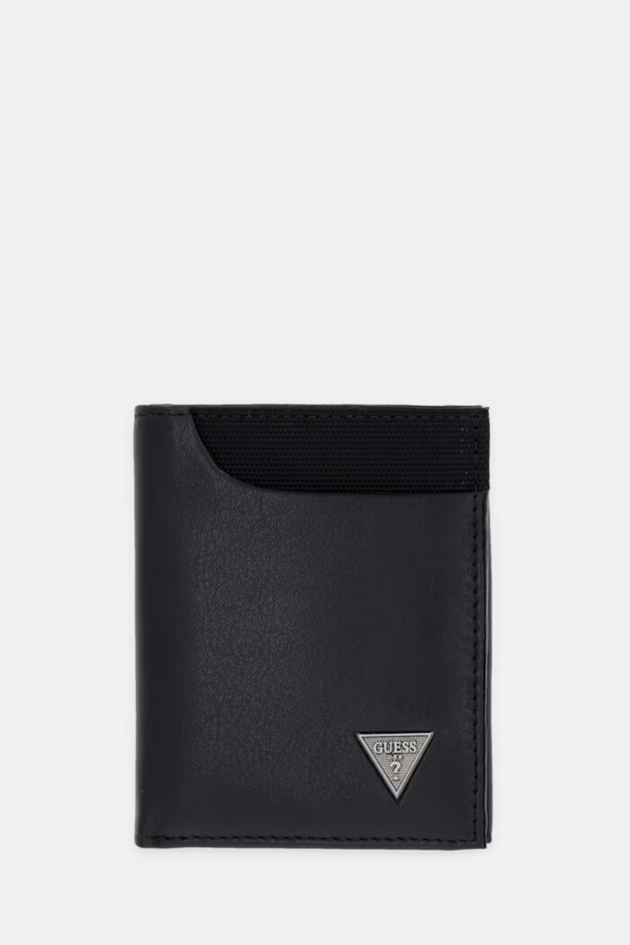 GUESS портфейл мъжки от кожа BERNA черен SMBEHN LEA04