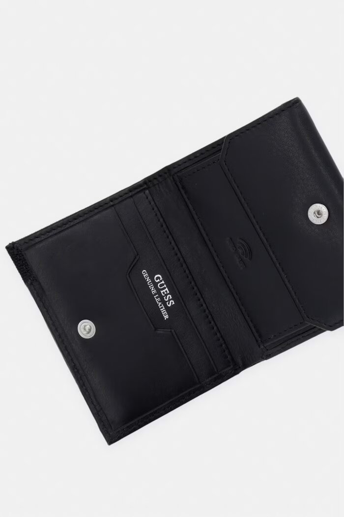 GUESS портфейл мъжки от кожа BERNA черен SMBEHN LEA04