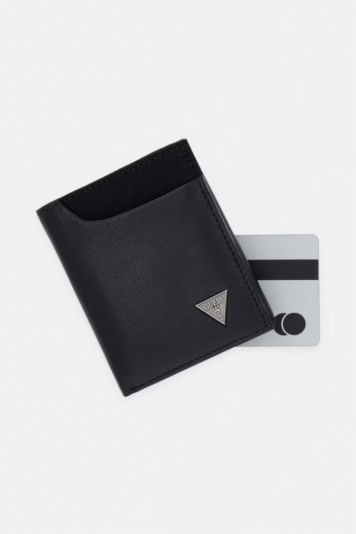 GUESS портфейл мъжки от кожа BERNA черен SMBEHN LEA04
