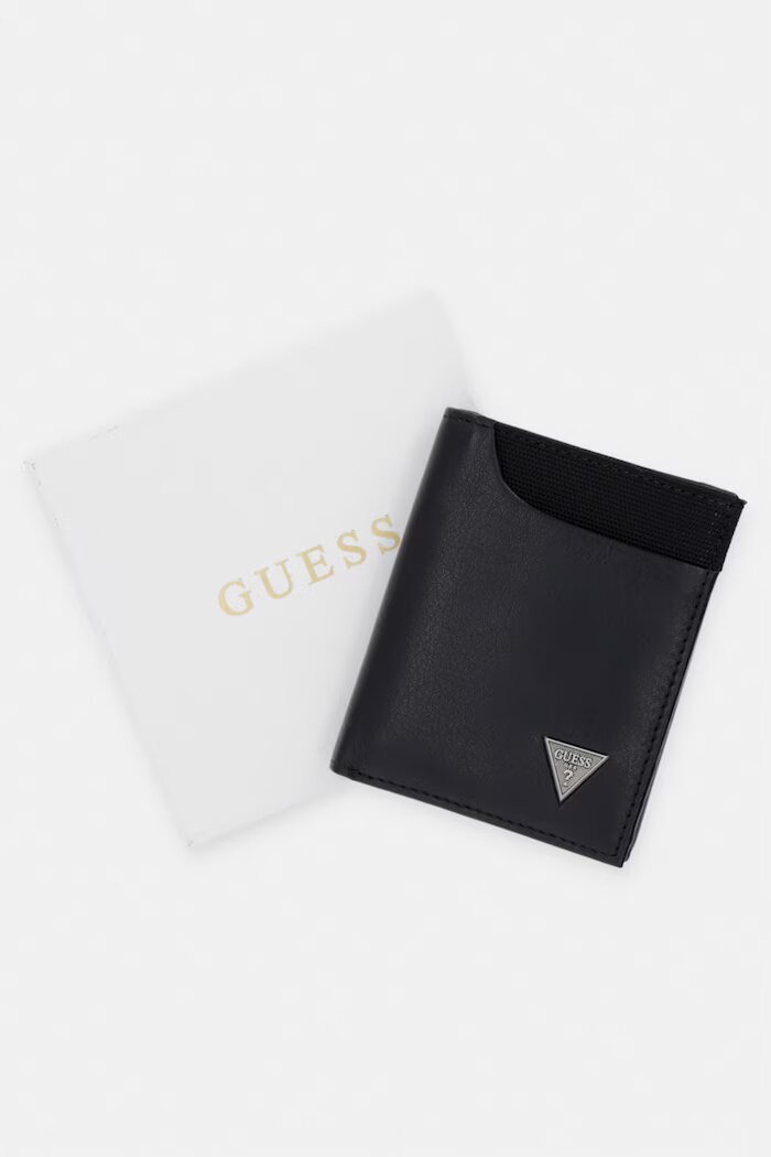 GUESS портфейл мъжки от кожа BERNA черен SMBEHN LEA04