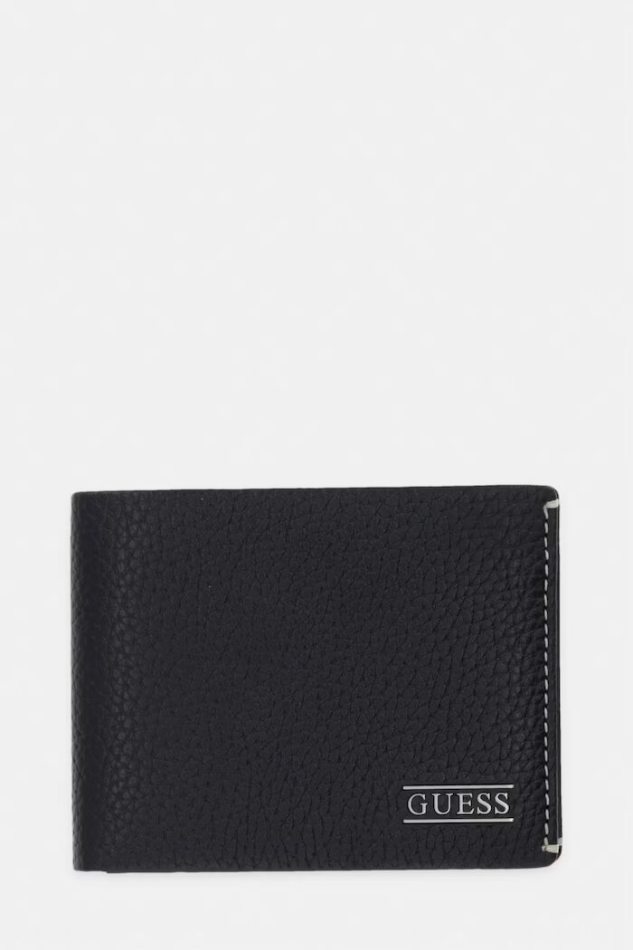 GUESS Портфейл мъжки от кожа BOSTON черен SMBOGS LEA20