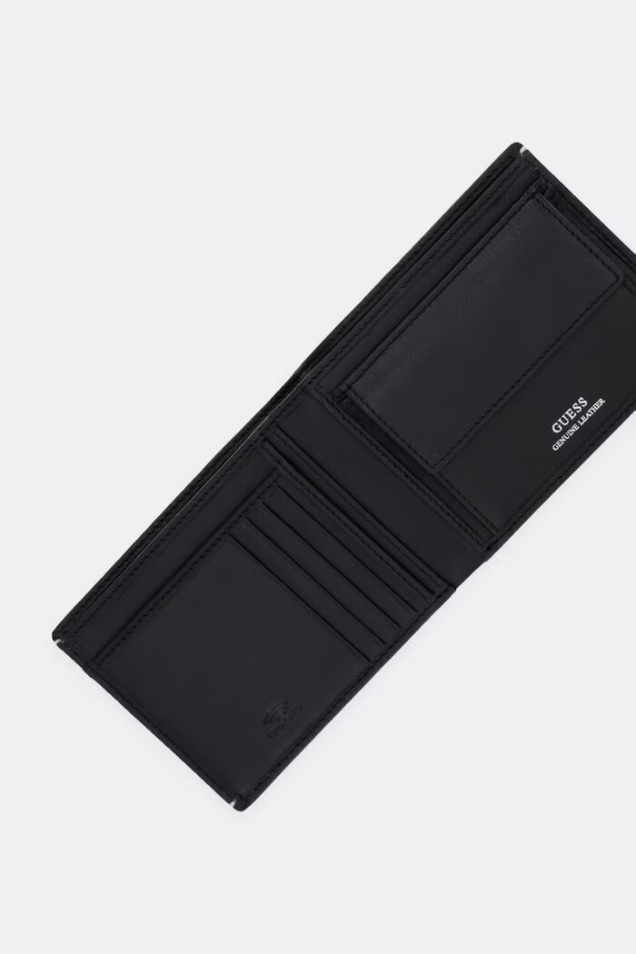 GUESS Портфейл мъжки от кожа BOSTON черен SMBOGS LEA20