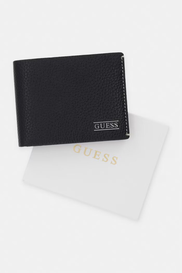 GUESS Портфейл мъжки от кожа BOSTON черен SMBOGS LEA20