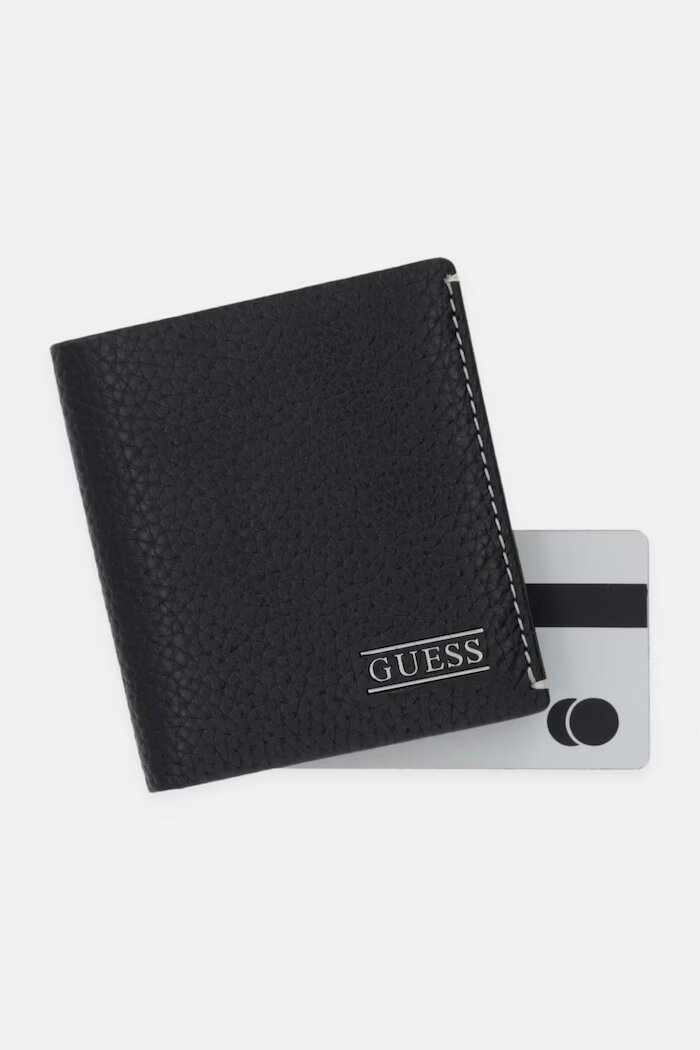GUESS портфейл мъжки от кожа BOSTON черен SMBOGS LEA22