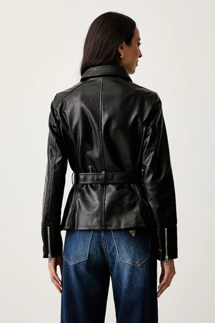 GUESS преходно яке дамско от имитация на кожа JEANNE черно W6YL17 W2907