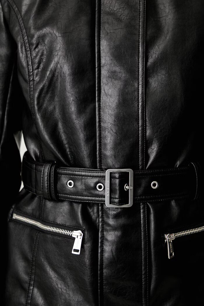 GUESS преходно яке дамско от имитация на кожа JEANNE черно W6YL17 W2907