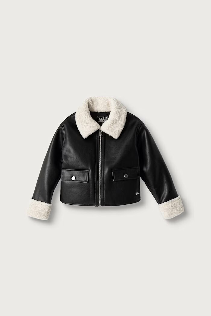 GUESS преходно яке за деца от имитация на кожа черно J6BL05 W3997